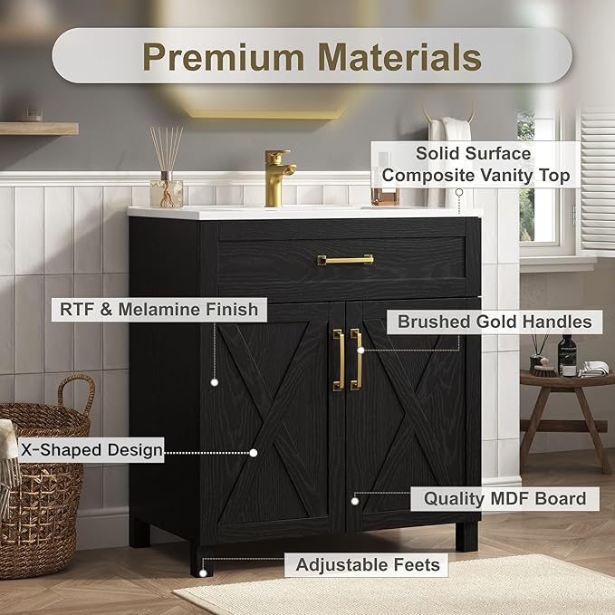 30 Inch Farmhouse Bathroom Vanity - Image 3