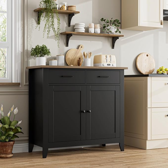 HORSTORS Kitchen Storage Cabinet, Modern Farmhouse Buffet Cabinet - Image 4