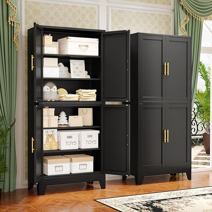 75.2" Tall Metal Pantry Cabinet, Storage Cabinets - Image 3
