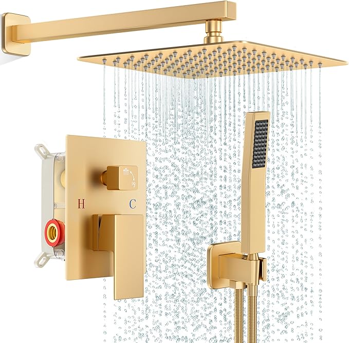 Gold Shower Faucet Set, Rainfall Shower System by FPXRNG