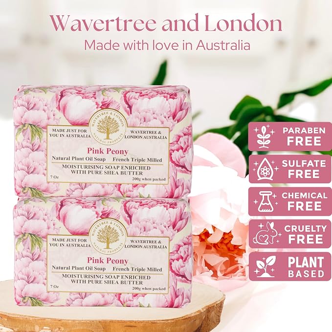 Wavertree & London Pink Peony Scented Natural Soap, 7oz Moisturizing French - Image 2