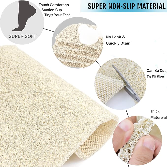 godehone Shower Mats Non Slip Without Suction Cups, PVC Loofah Bathroom Mats - Image 4