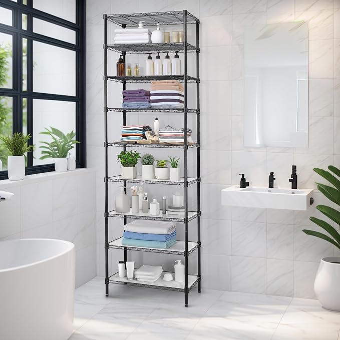 Finnhomy 9-Tier Wire Shelving Unit Adjustable Steel Wire Rack Shelving - Image 6