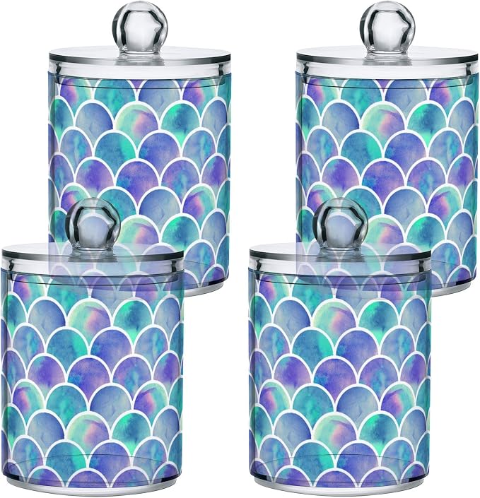 MNSRUU 4 Pack Qtip Holder Organizer Dispenser Watercolor Rainbow Scales Of - Image 2