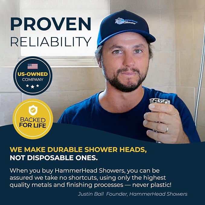 HammerHead Showers® Solid Metal 3-Spray Handheld Shower Head - Image 8
