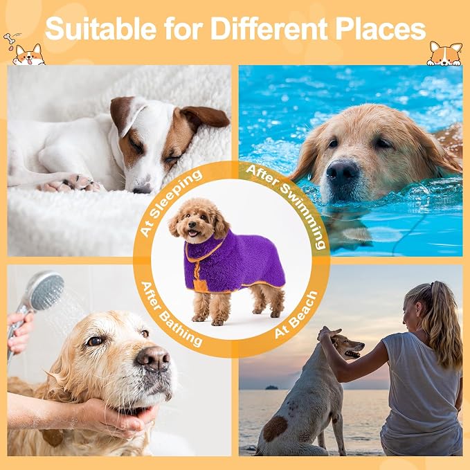 Bienbee Dog Bathrobe, Quick Drying Super Absorbent Dog Robes - Image 6