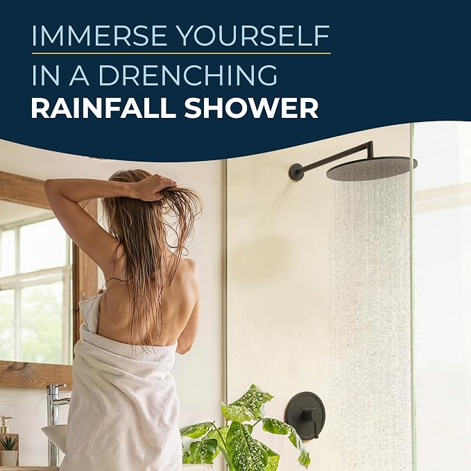 HammerHead Showers® Solid Metal 12 Inch Rainfall Shower Head, Large Rain Shower - Image 2