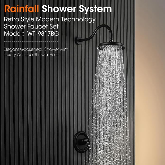 Matte Black Shower System, Shower Faucet Set - Image 3