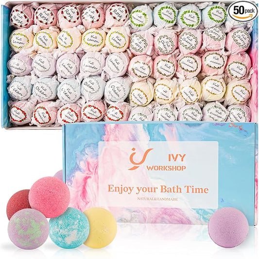 Bath Bombs for Women Gift Set, Handmade Bubble Bath Fizzy, for Bubble Bath Spa by IvyWorkshop