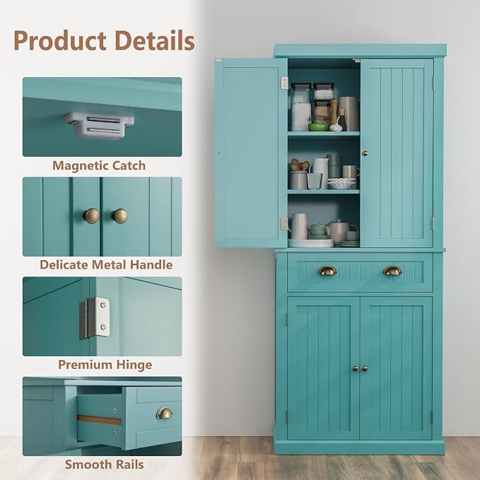 72" Kitchen Pantry, Tall Storage Cabinets - Image 5