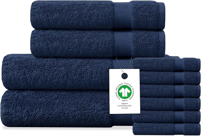 Delara Organic Cotton Luxuriously Plush Bath Towel 10 Piece Set|GOTS & Oeko-TEX by Delara