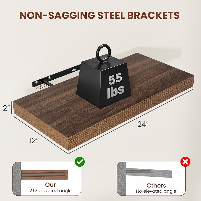 Vivelove 12 Inch Deep Floating Shelves - Image 3