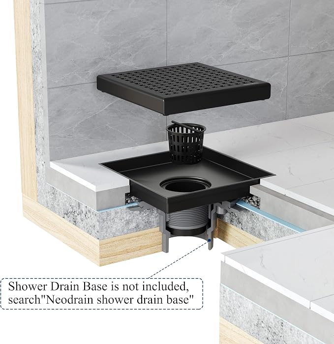 Neodrain 6 Inch Square Shower Drain - Image 8