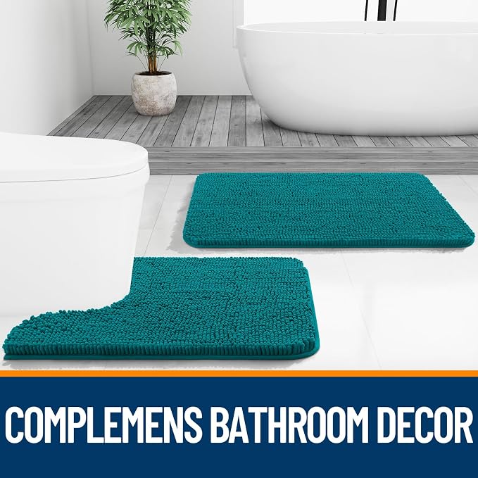 OLANLY Bathroom Rugs 44x24, Extra Soft Absorbent Chenille Bath Rugs, Rubber - Image 7