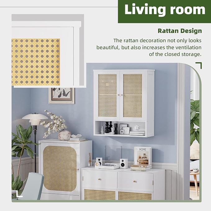 Bathroom Wall Cabinet, Bamboo Over-The-Toilet Storage Organizer - Image 6