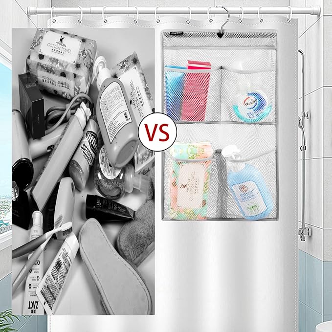 Mesh Shower Organizer Hanging Caddy Quick Dry Bathroom Storage - Image 3