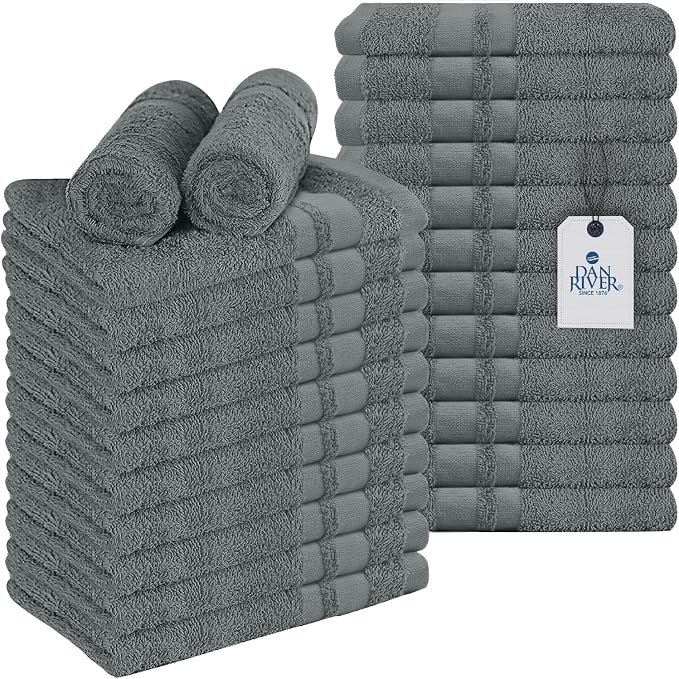 DAN RIVER 100% Cotton Salon Towels Set – 16x26 inches, Highly Absorbent and by DanRiver
