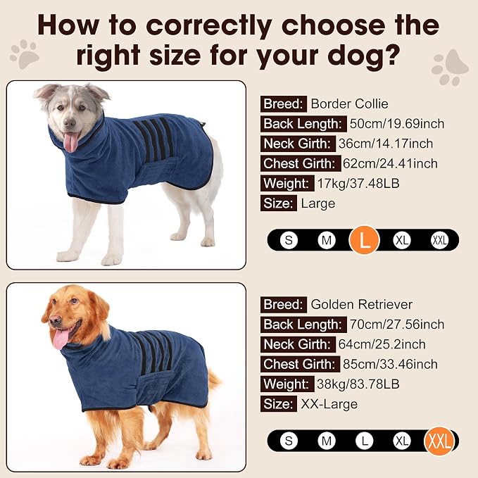 Microfibre Dog Bathrobe Towel Wrap Super Absorbent Dog Drying Coat Bath Robe - Image 5