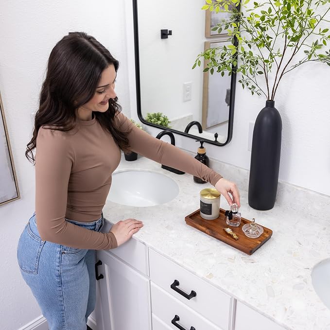Bathroom Vanity Tray 11.8 x 5.9 inches of Natural Acacia Wood - Image 5