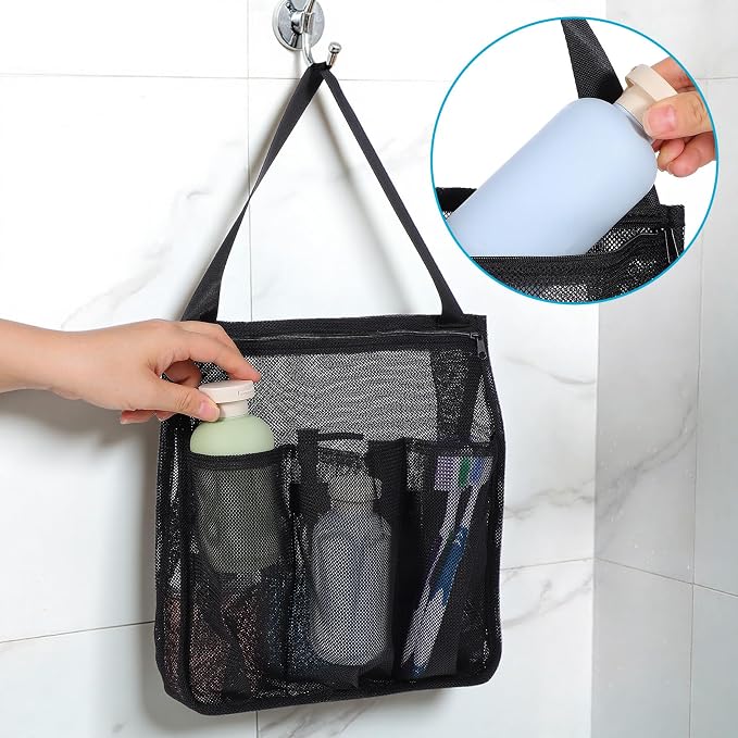 Portable Mesh Shower Caddy, Quick Dry Hanging Shower Bag - Image 6