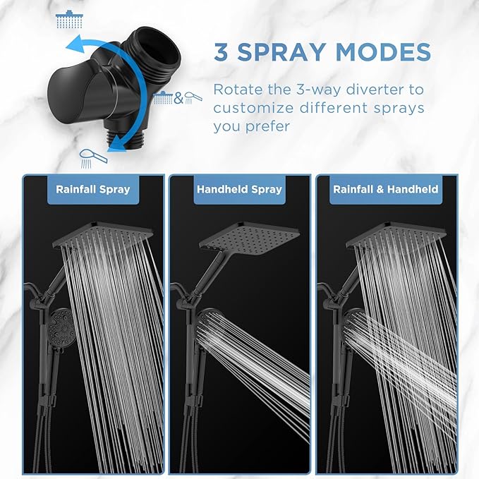 MakeFit Dual Filtered Rain Shower Head Combo, High Pressure Handheld Shower Head - Image 6