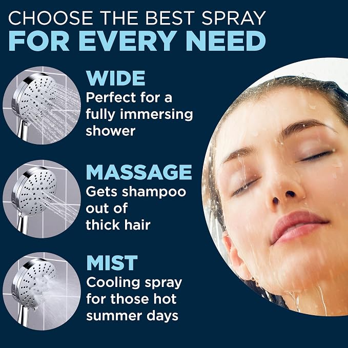 HammerHead Showers® Solid Metal 3-Spray Handheld Shower Head - Image 2