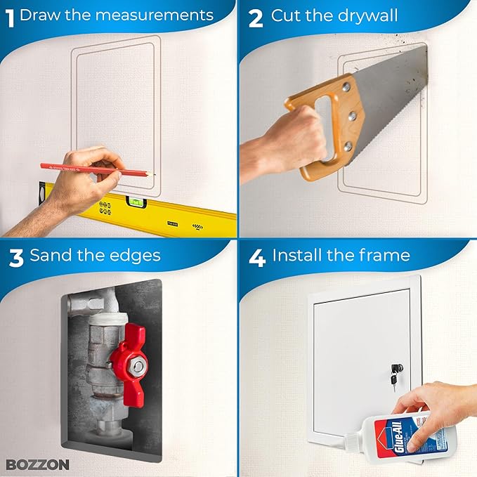 BOZZON Access Panel for Drywall 10 x 10 inch – Metal Door - Image 3