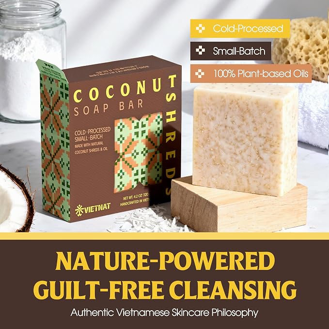 Coconut Shreds Soap Bar – 2-in-1 Cleansing & Exfoliating, Cold Process Handmade - Image 8