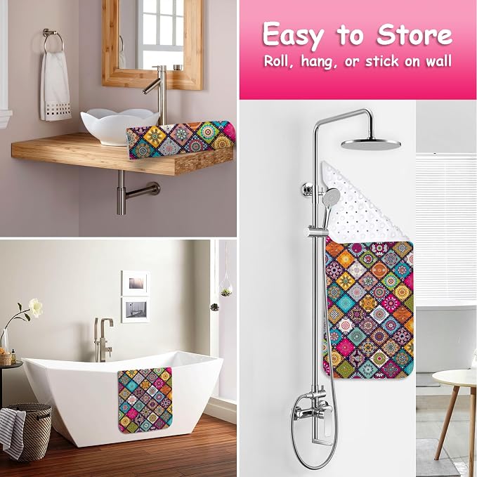 Bathtub Mat Non Slip, Bohemia Extra Long Bath tub Mat Shower Floor Mat - Image 4