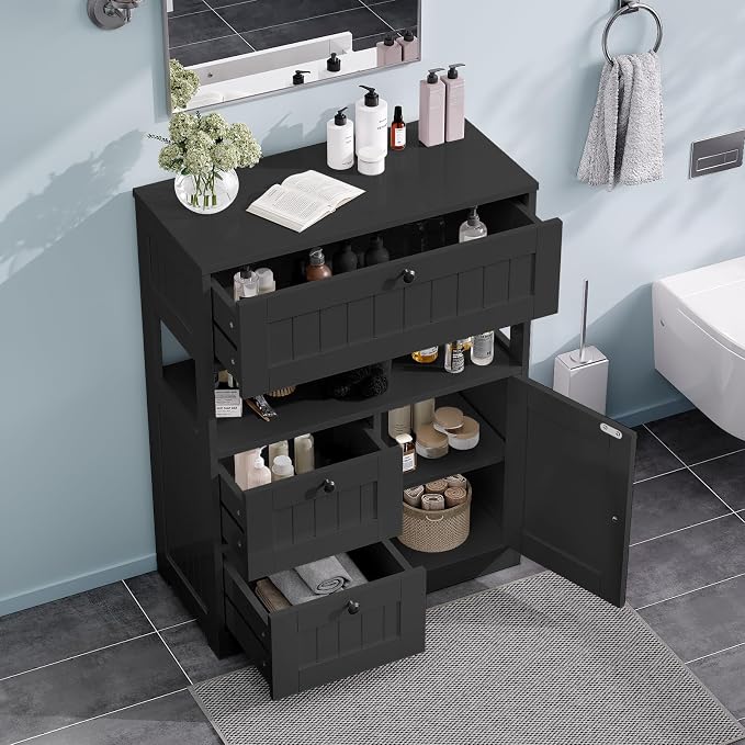 Storage Cabinet, Modern Bathroom Floor Storage Cabinet Organizer - Image 5