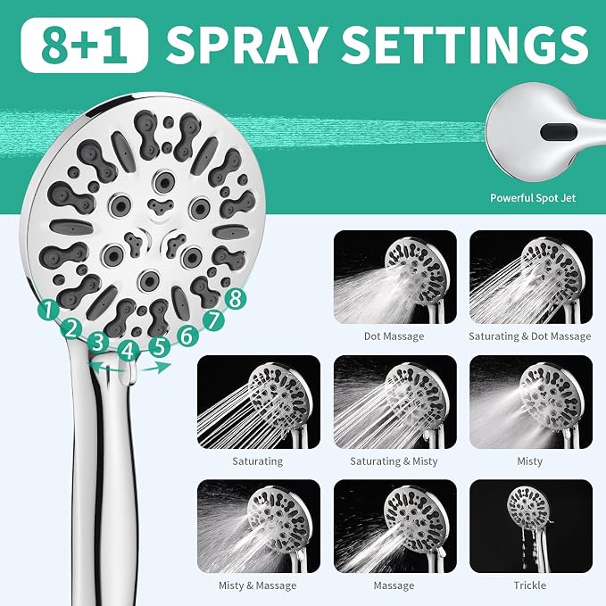 Filtered Shower Head with Handheld Combo, Hard Water Filter Shower Head with 9 - Image 4