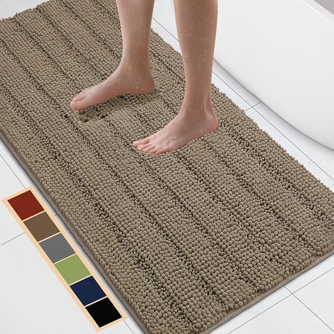Bcoimo 48"×24" Chenille Bath Mat – Non-Slip by Bcoimo