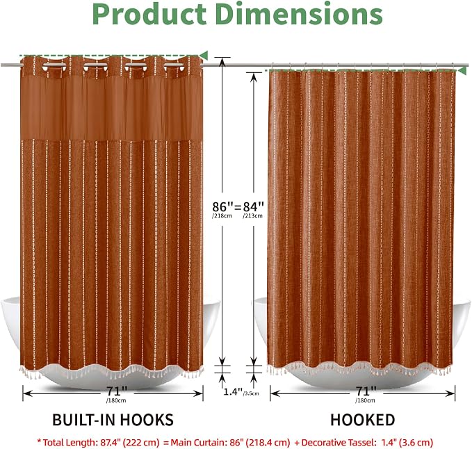 No Hook Extra Long Shower Curtain Set - Image 7