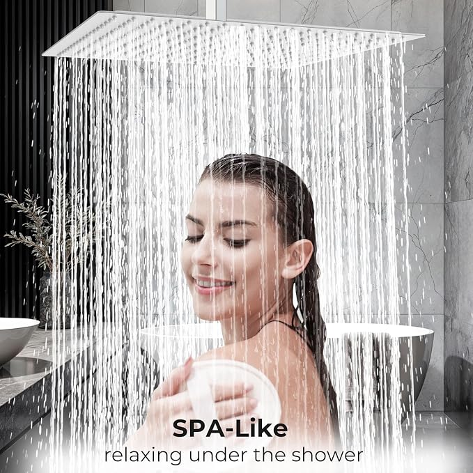 Oversize Rain Shower Head, Ultra Thin 16 Inch Square Stainless Steel Rainfall - Image 6