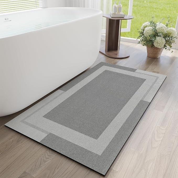 Non Slip Long Bath Mat Bathroom Runner, Rubber Backing Ultra Thin Bathroom Rugs by YDKGL