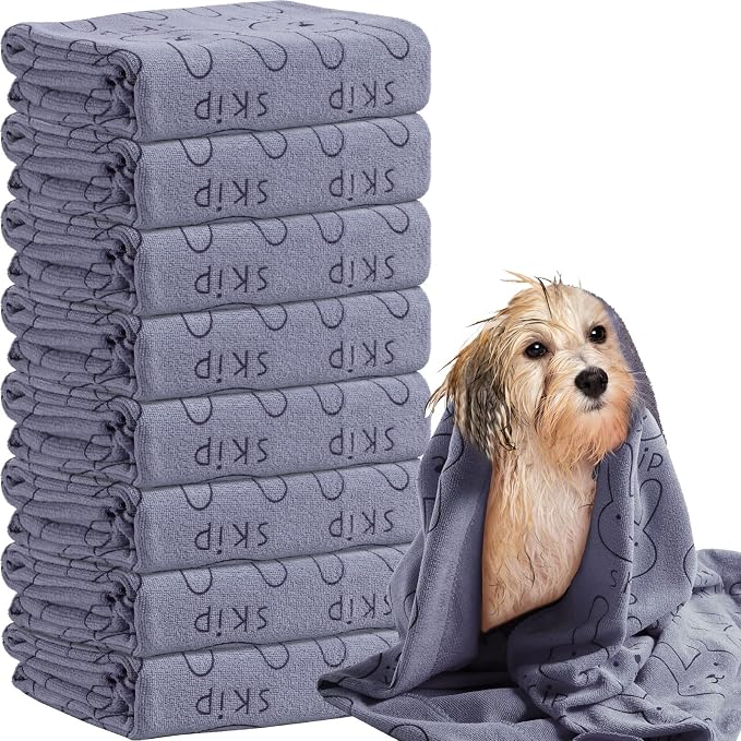 Peryiter 8 Pcs Dog Drying Towels Bulk 55'' x 28'' Pet Grooming Absorbent by Peryiter