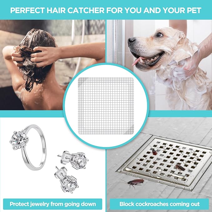 25 Pack, Disposable Shower Drain Hair Catcher Mesh Stickers, 6 inch - Image 3