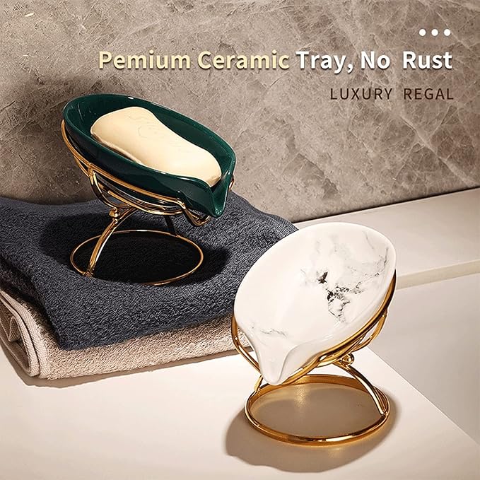 Leaf-Shaped Soap Dish – Ceramic Soap Bar Holder - Image 3