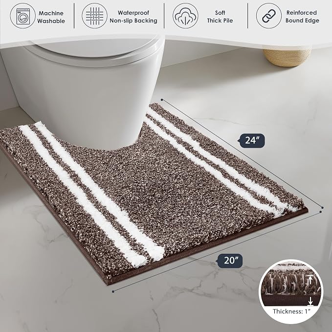 PURRUGS Bathroom Rug Non-Slip Machine Washable 20" x 24" U-Shaped, Super - Image 6