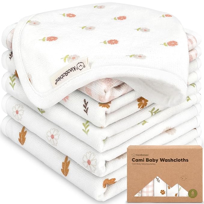 6-Pack Cotton Baby Washcloths for Newborn by KeaBabies