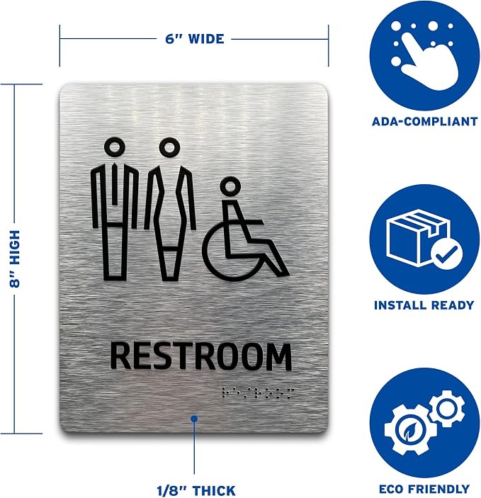 Brushed Aluminum Restroom Sign - Image 4