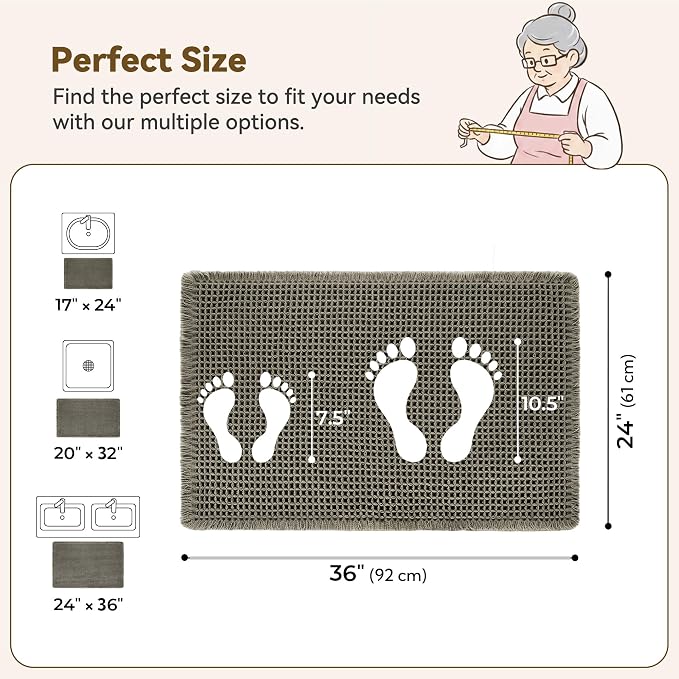 GRANNY SAYS Waffle Bath Mat 24" x 36", Boho Bathroom Rugs Non Slip Washable - Image 2