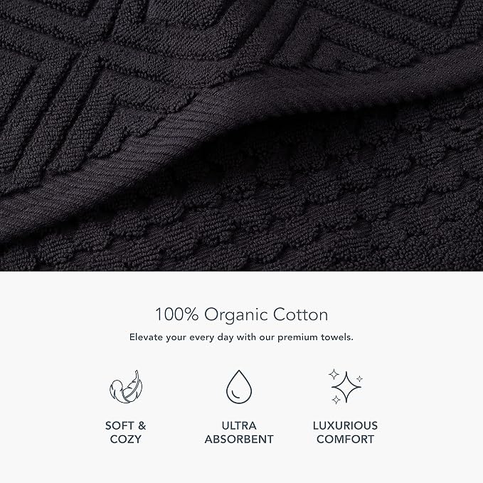 Texere 100% Organic Cotton Diamond Jacquard 700 GSM Luxury Bath Towel Sets - Image 2