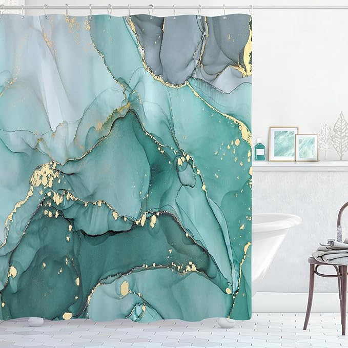 Extra Long Shower Curtain 72 x 96 Inch, Turquoise Floor to Ceiling X-Long by BayNook