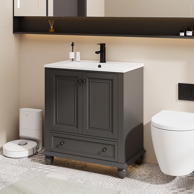 eclife 30" Bathroom Vanity Sink Combo Vintage Style - Image 3
