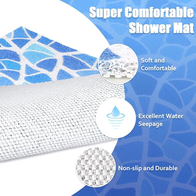 Shower Mat Non-Slip, 24x24 Inch, Soft Comfort Bath Mat - Image 6