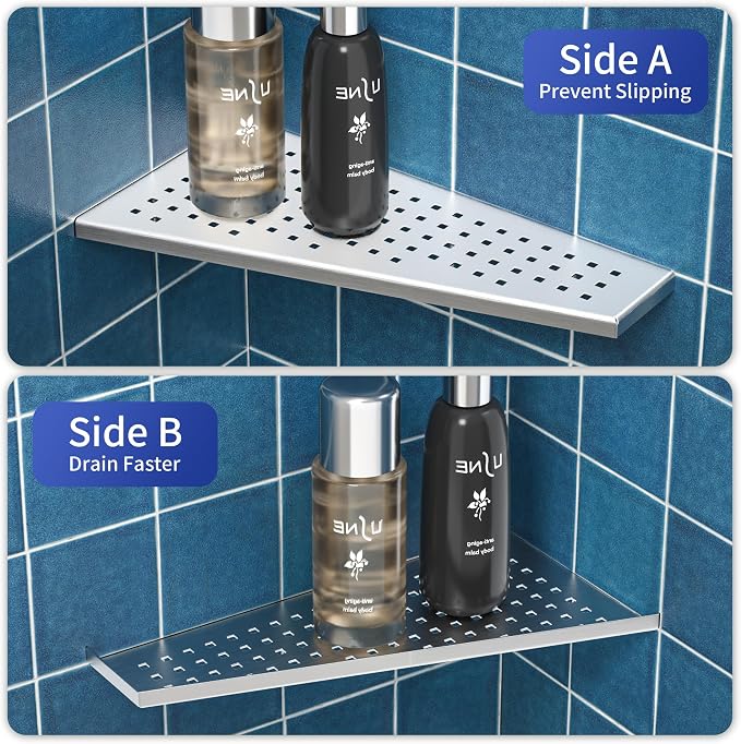 Corner Shower Shelf 2PCS, Trapezoid Shaped Bathroom Shelves 12'' - Image 4