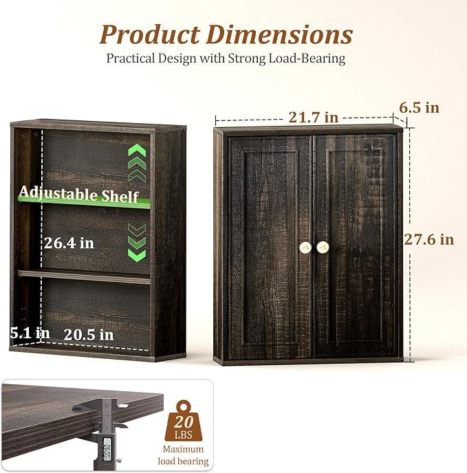 Rustic Bathroom Medicine Cabinet, Over The Toilet Wall Storage - Image 3