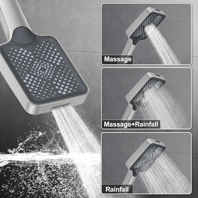 KOJOX Brushed Nickel Thermostatic Shower System, Push Button Diverter Shower - Image 6