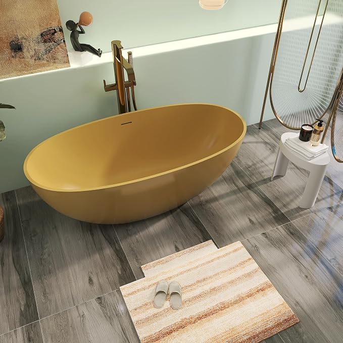 61" Premium Solid Surface Freestanding BathTubs, Upgraded Camel Design Stand - Image 2